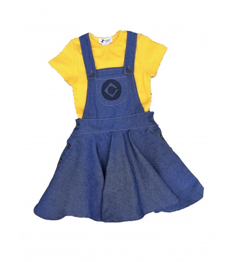 Conjunto Minions Feminino Jardineira + Camiseta